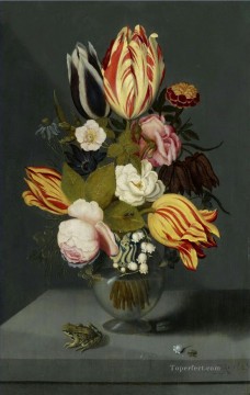  Ambrosius Painting - Flowers and Frog Ambrosius Bosschaert